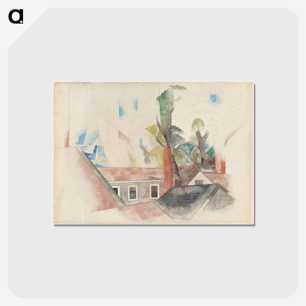 アートポストカード-Rooftops and Trees - チャールズ デムス Postcard.
