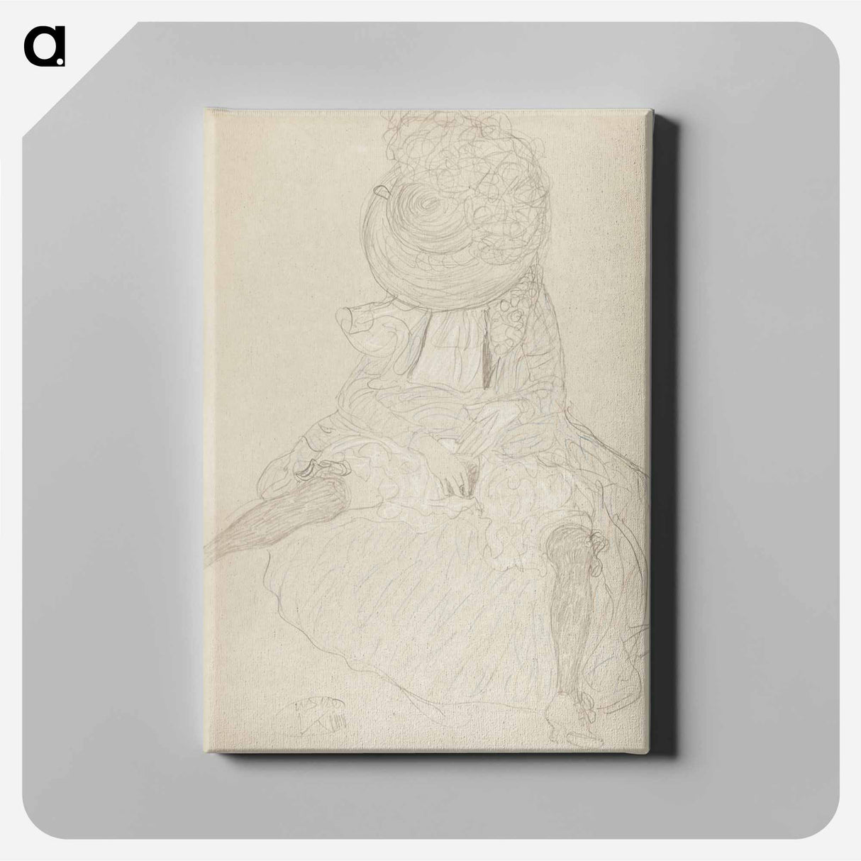 アートパネル-Seated Woman from the Front with Hat, Face Hooded - グスタフ クリムト Canvas.