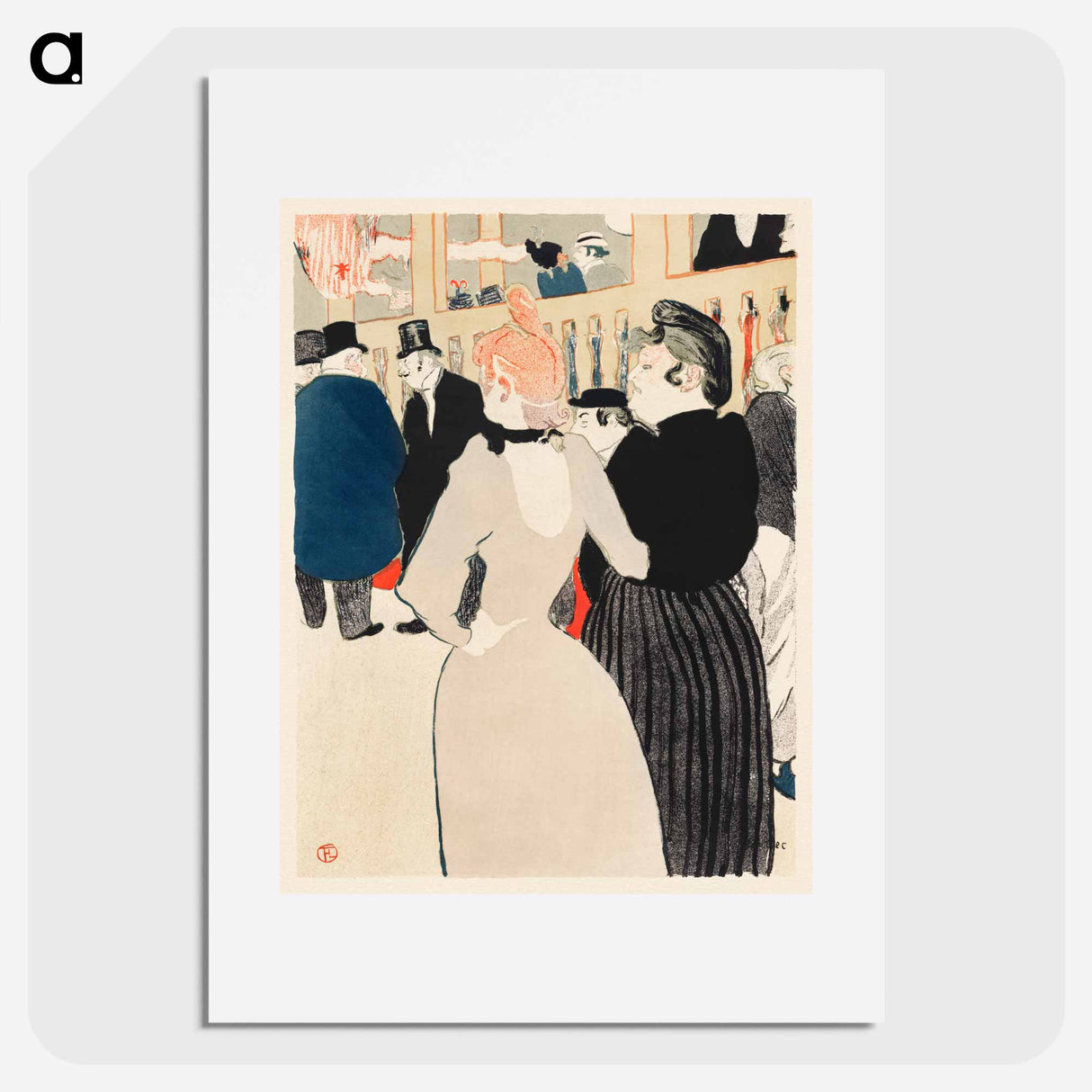 アートポスター-At the Moulin Rouge: La Goulue and Her Sister - アンリ ド トゥールーズ ロートレック Poster.