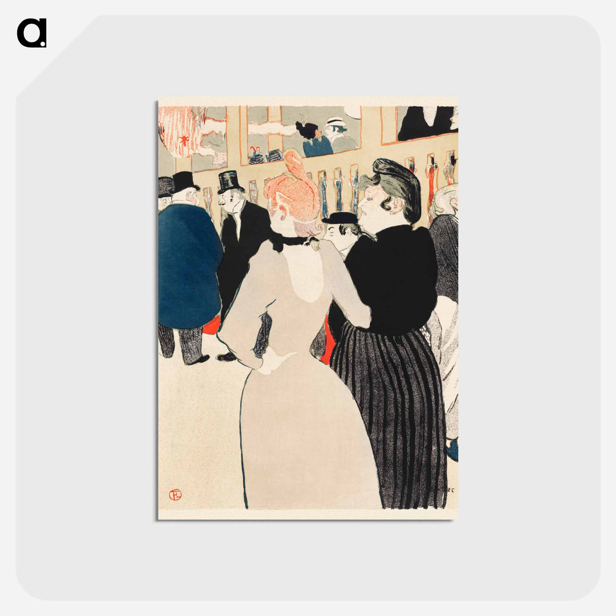 アートポストカード-At the Moulin Rouge: La Goulue and Her Sister - アンリ ド トゥールーズ ロートレック Postcard.