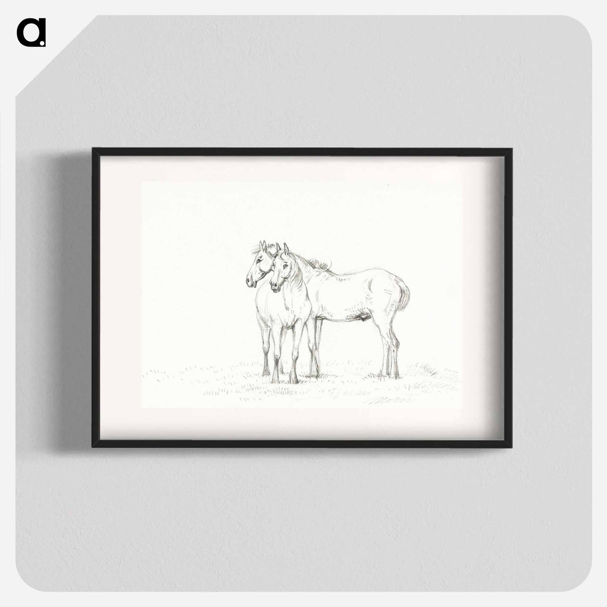 Two horses standing together - ジャン ベルナール Poster.