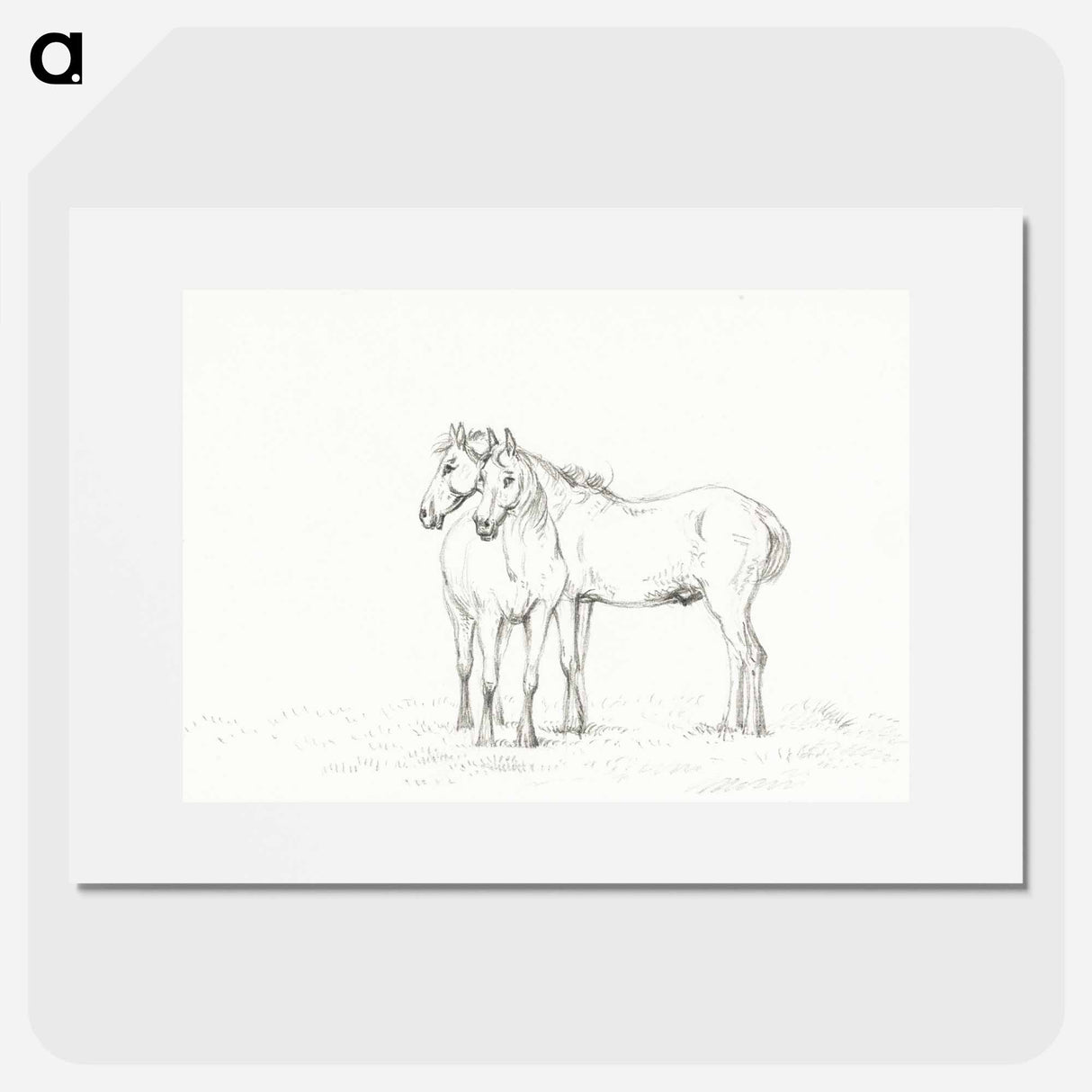 Two horses standing together - ジャン ベルナール Poster.