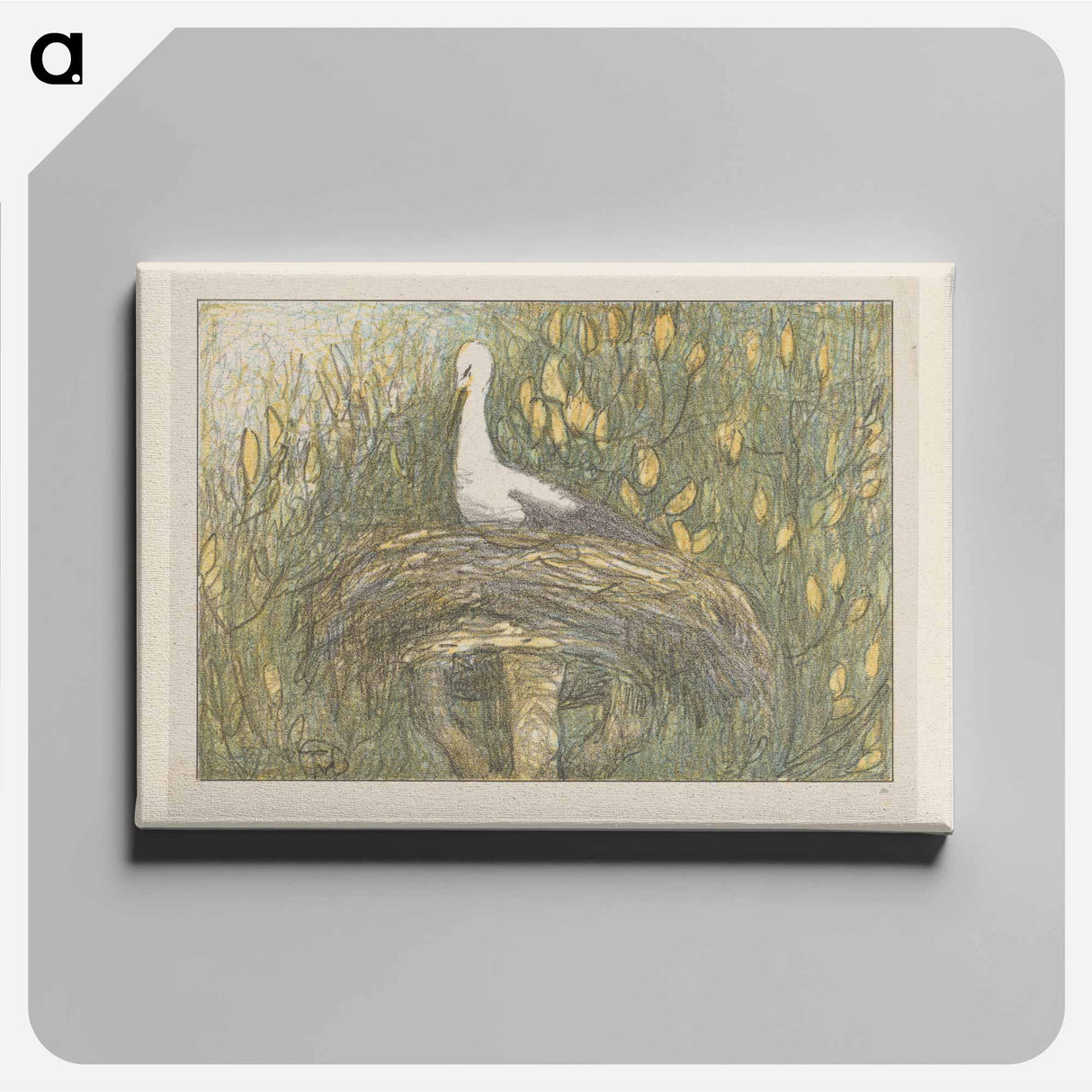 Ooievaar in nest - Theo van Hoytema Canvas.
