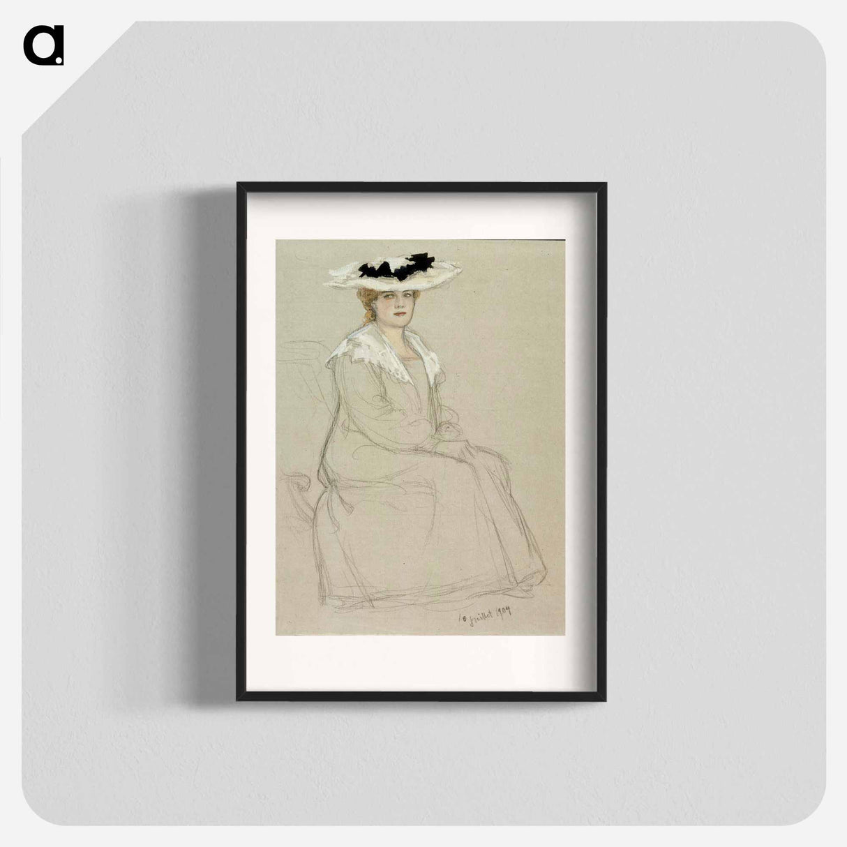 Istuva hattupäinen nainen - アルバート エーデルフェルト Poster.