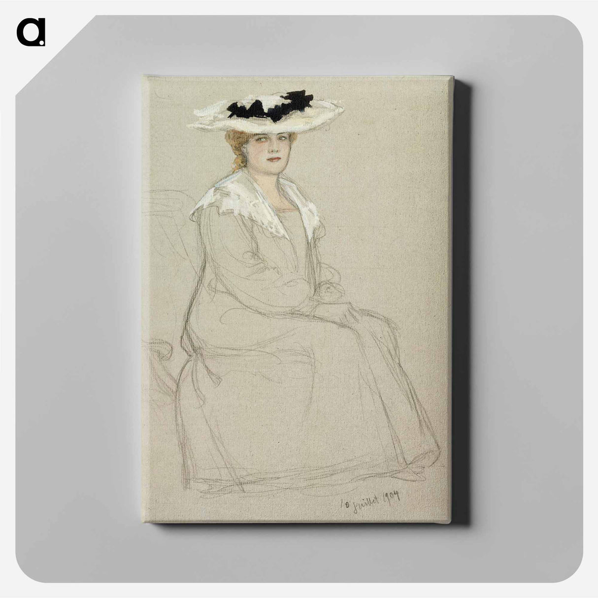 Istuva hattupäinen nainen - アルバート エーデルフェルト Canvas.