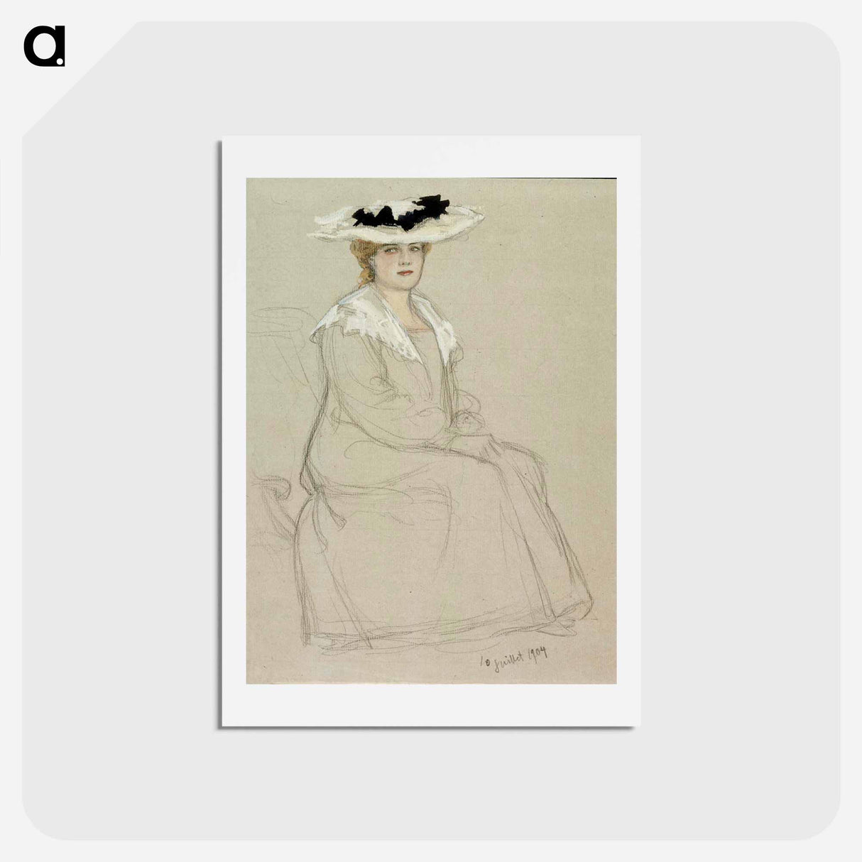 Istuva hattupäinen nainen - アルバート エーデルフェルト Postcard.