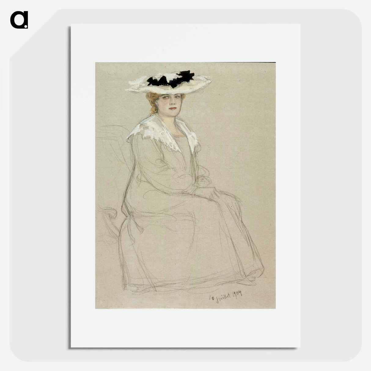 Istuva hattupäinen nainen - アルバート エーデルフェルト Poster.