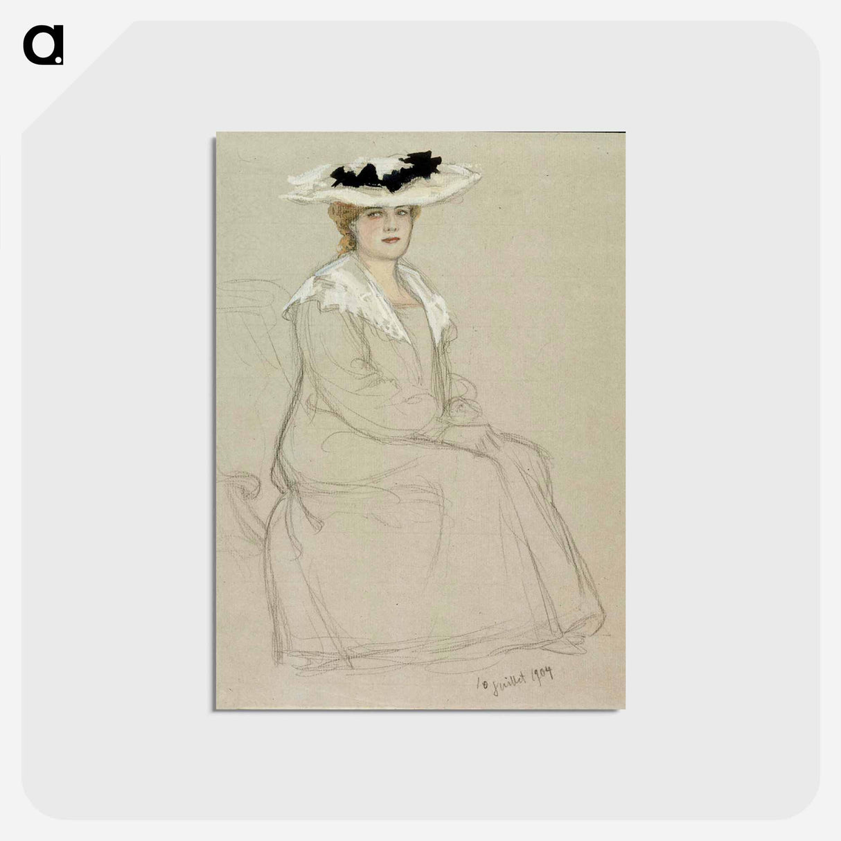 Istuva hattupäinen nainen - アルバート エーデルフェルト Postcard.