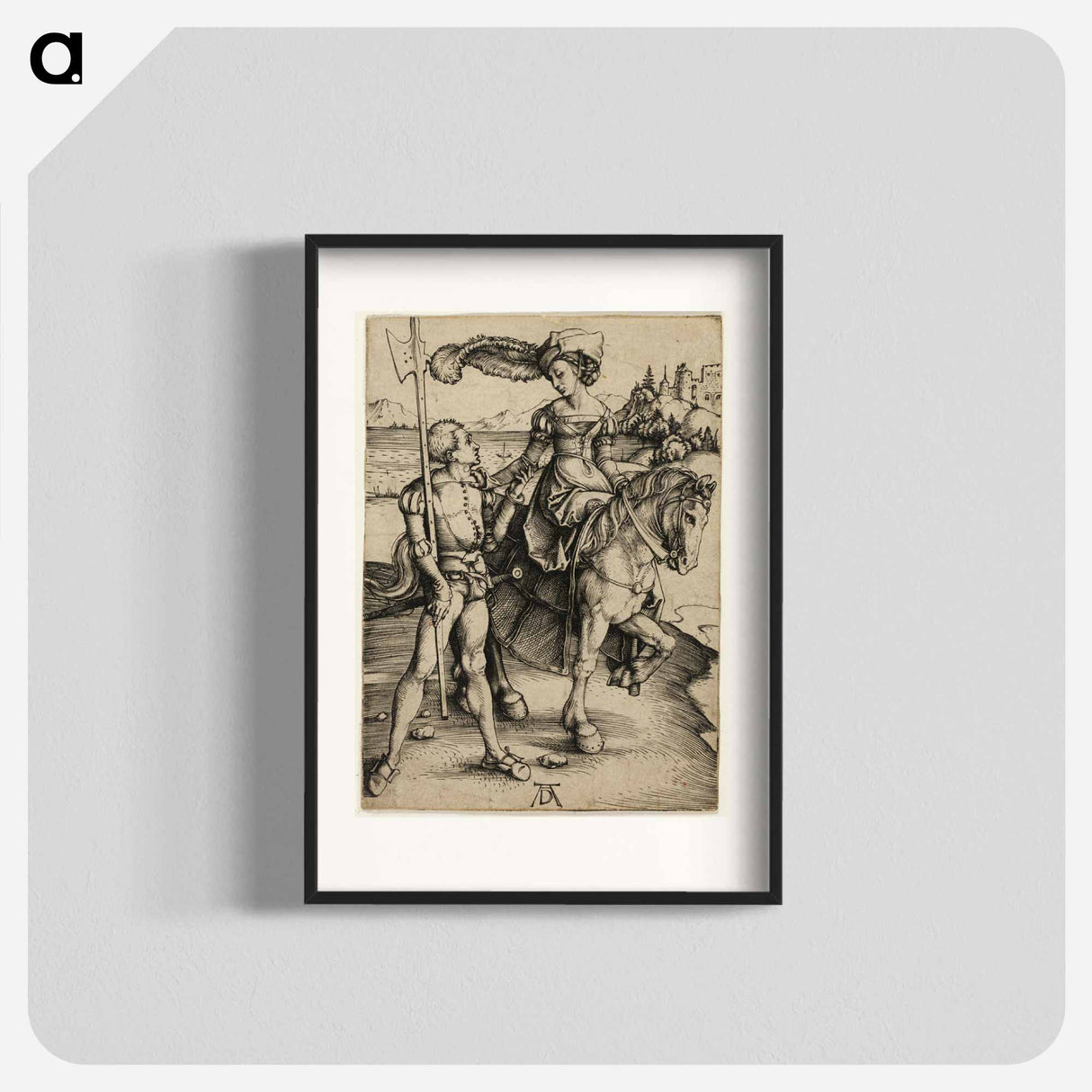Lady on Horseback and Landsknecht - アルブレヒト デューラー Poster.