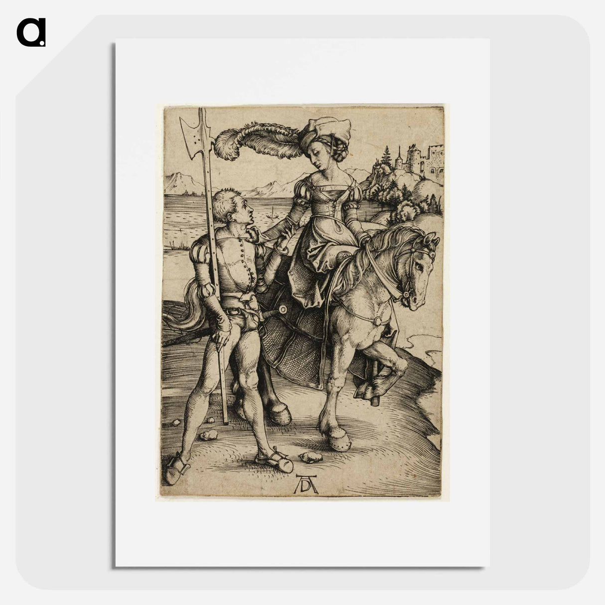 Lady on Horseback and Landsknecht - アルブレヒト デューラー Poster.