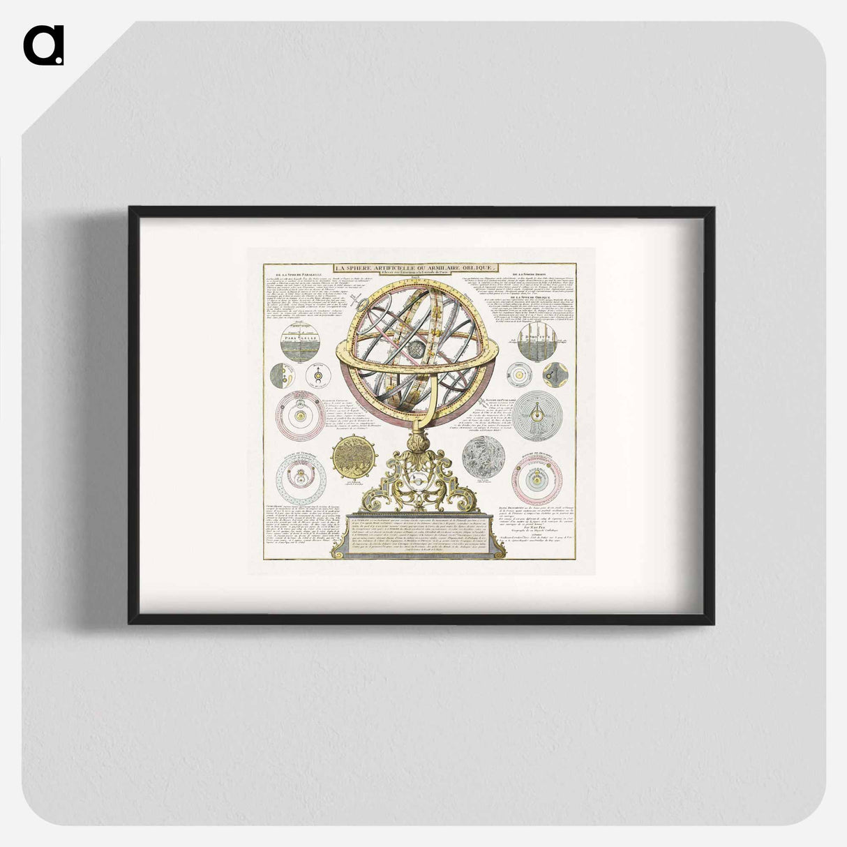 The Artificial or Oblique Armillary Sphere - アンティーク地図 Poster.