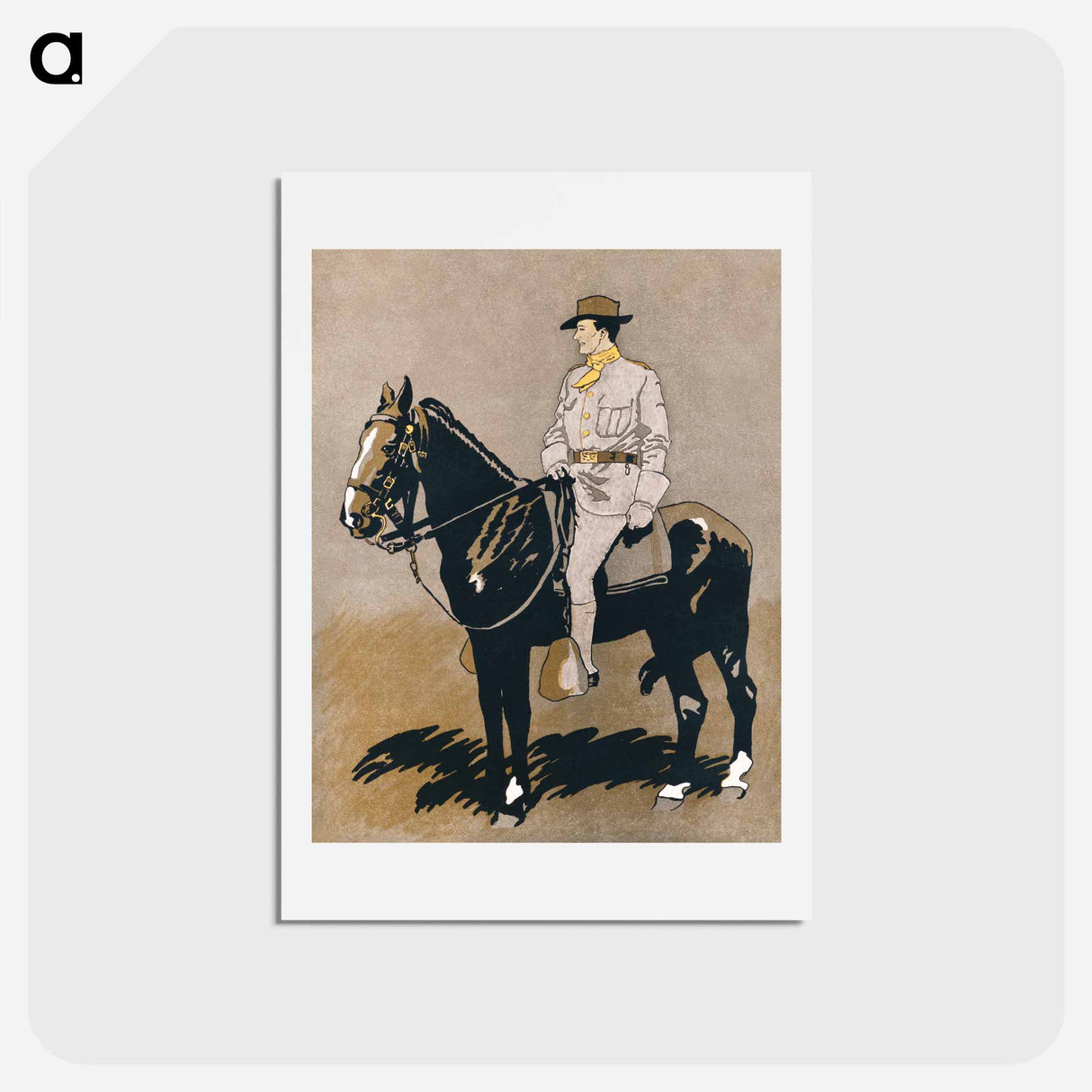 アートポストカード-Soldier riding a horse - エドワード ペンフィールド Postcard.