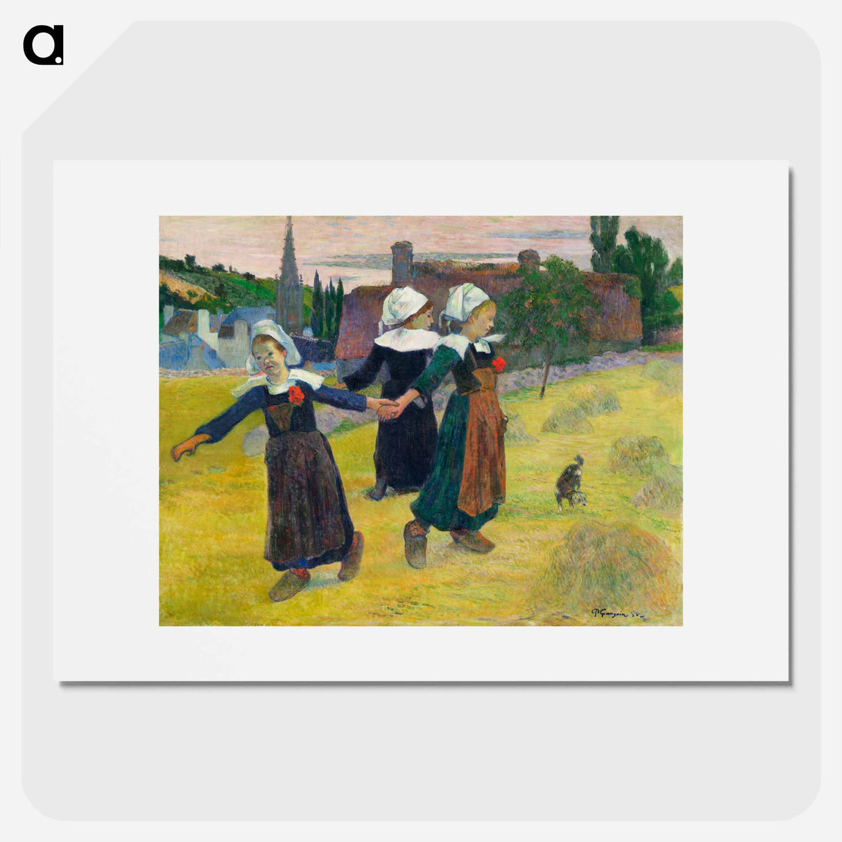 アートポスター-Breton Girls Dancing, Pont-Aven - ポール ゴーギャン Poster.