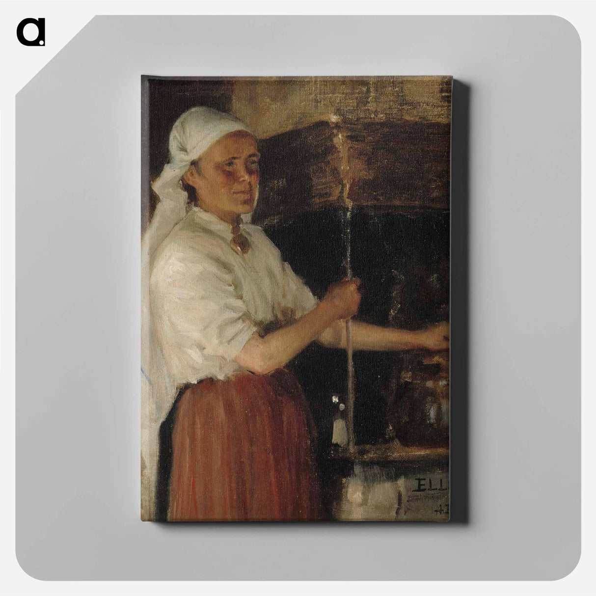 Elli jäppinen at the stove, study - アルバート エーデルフェルト Canvas.