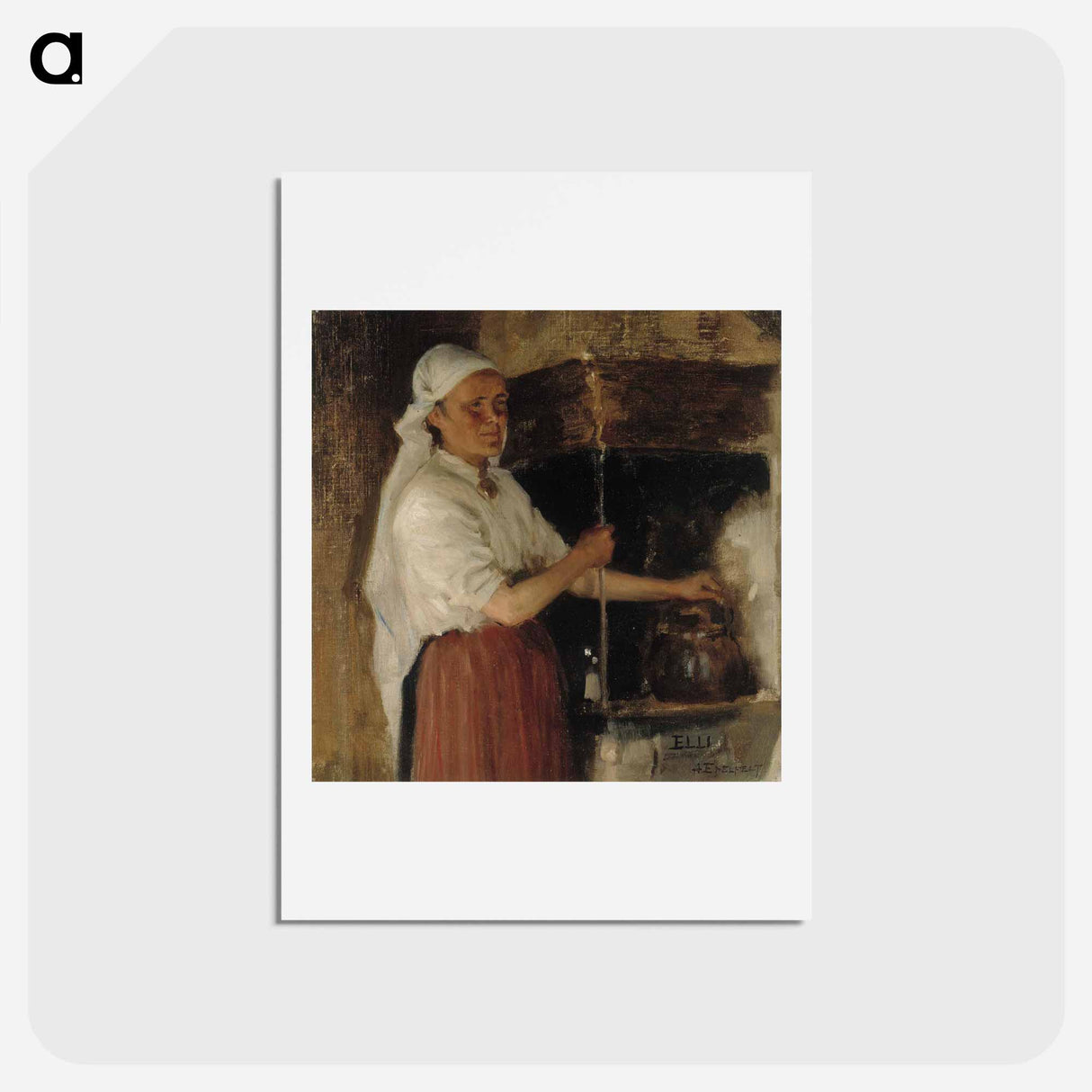 Elli jäppinen at the stove, study - アルバート エーデルフェルト Postcard.