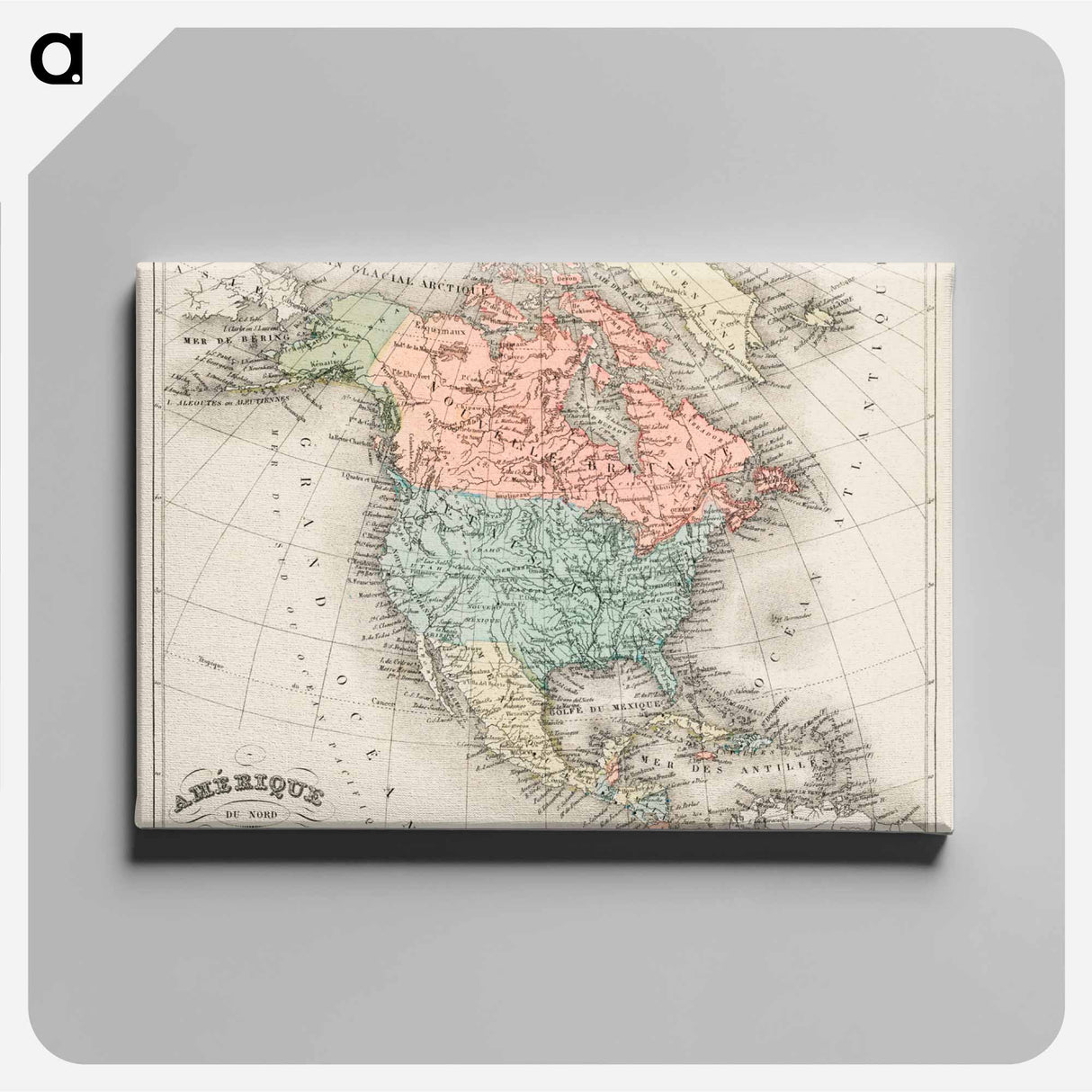 Amerique du Nord - アンティーク地図 Canvas.