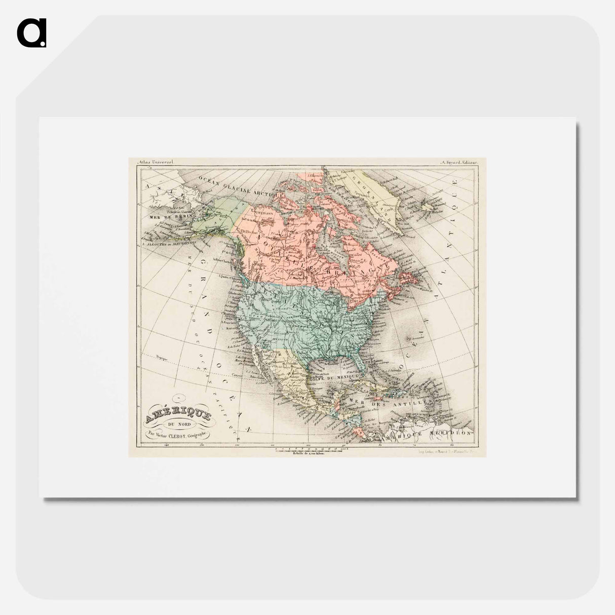 Amerique du Nord - アンティーク地図 Poster.
