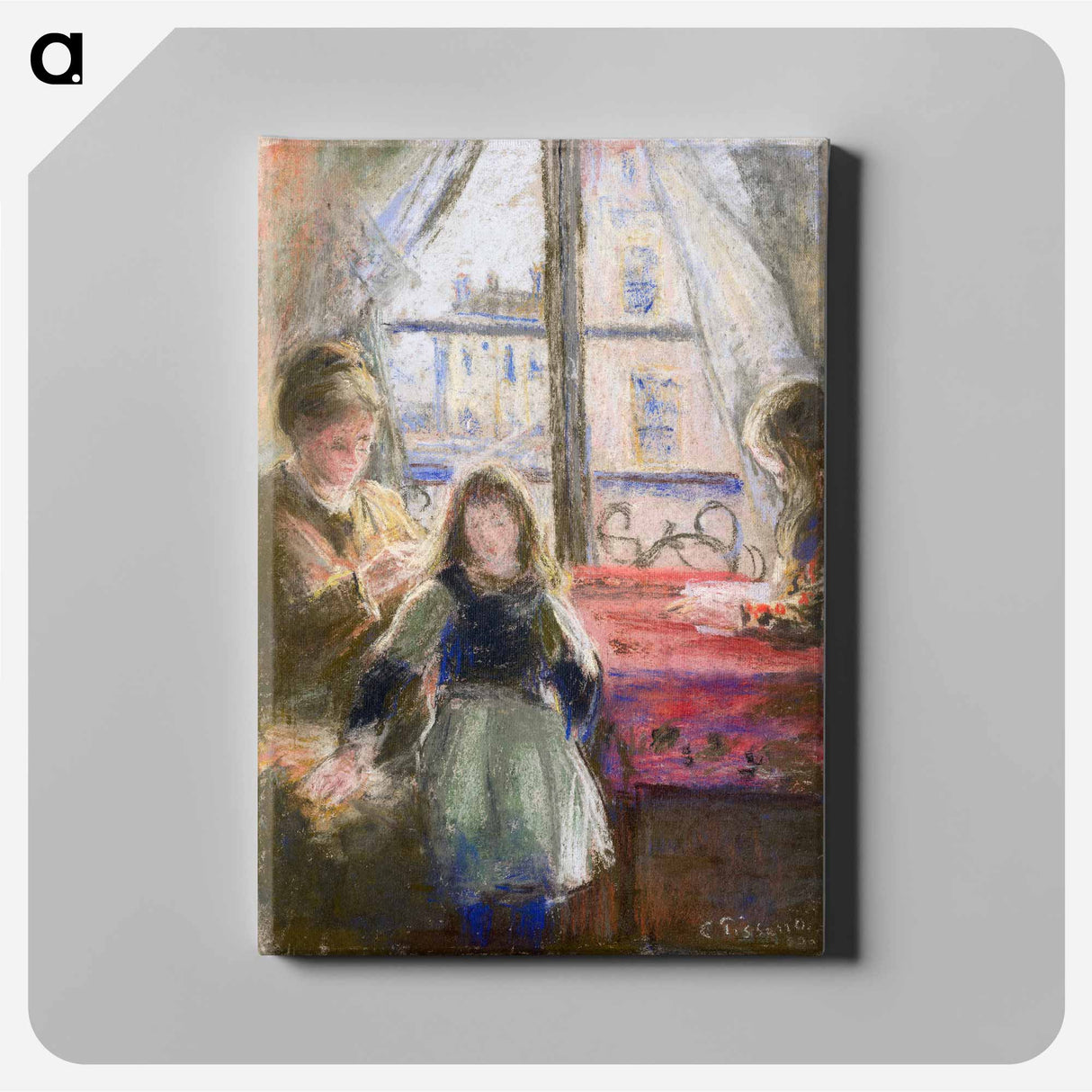 アートパネル-At the Window, rue des Trois Frères - カミーユ ピサロ Canvas.