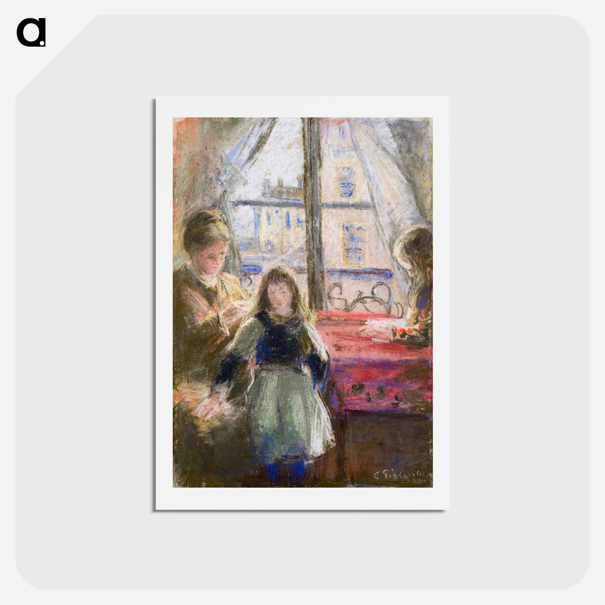 アートポストカード-At the Window, rue des Trois Frères - カミーユ ピサロ Postcard.