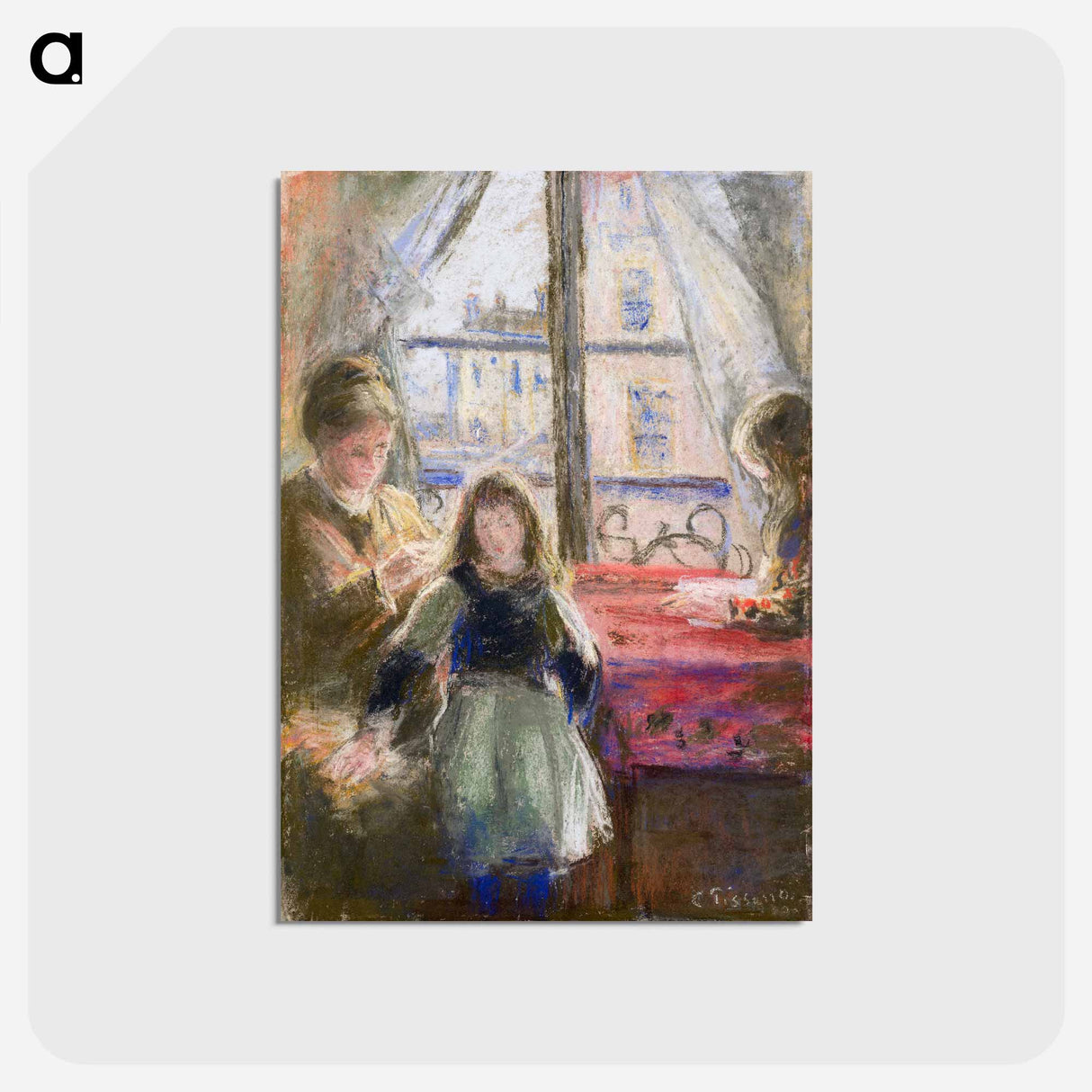 アートポストカード-At the Window, rue des Trois Frères - カミーユ ピサロ Postcard.
