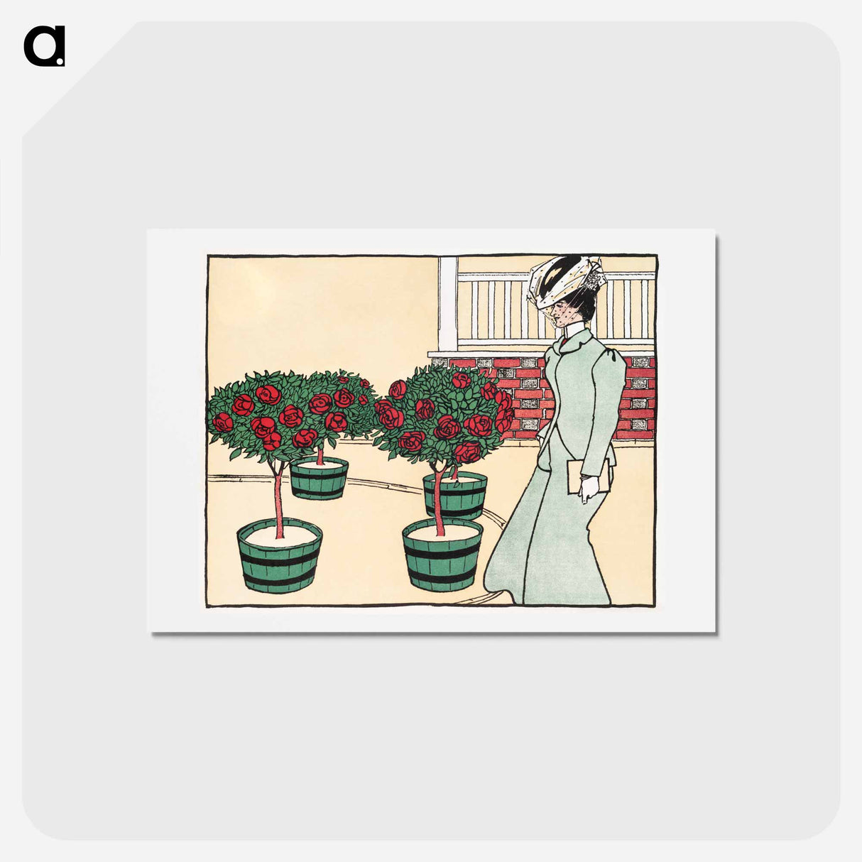 アートポストカード-Woman in rose garden - エドワード ペンフィールド Postcard.