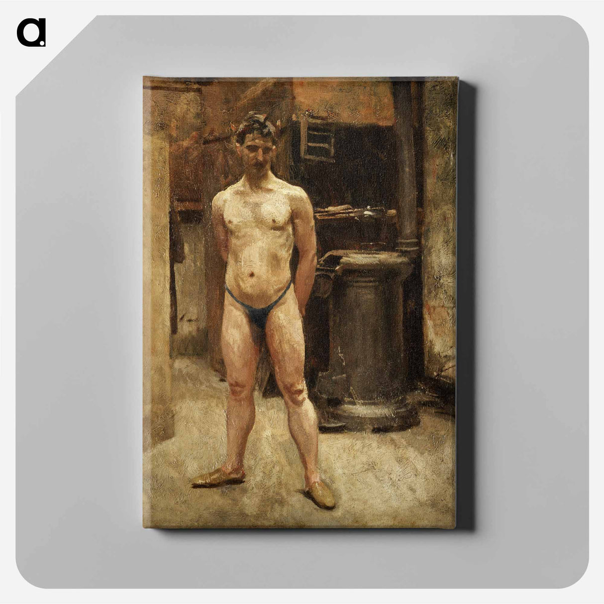 アートパネル-A Male Model Standing before a Stove - ジョン シンガー サージェント Canvas.