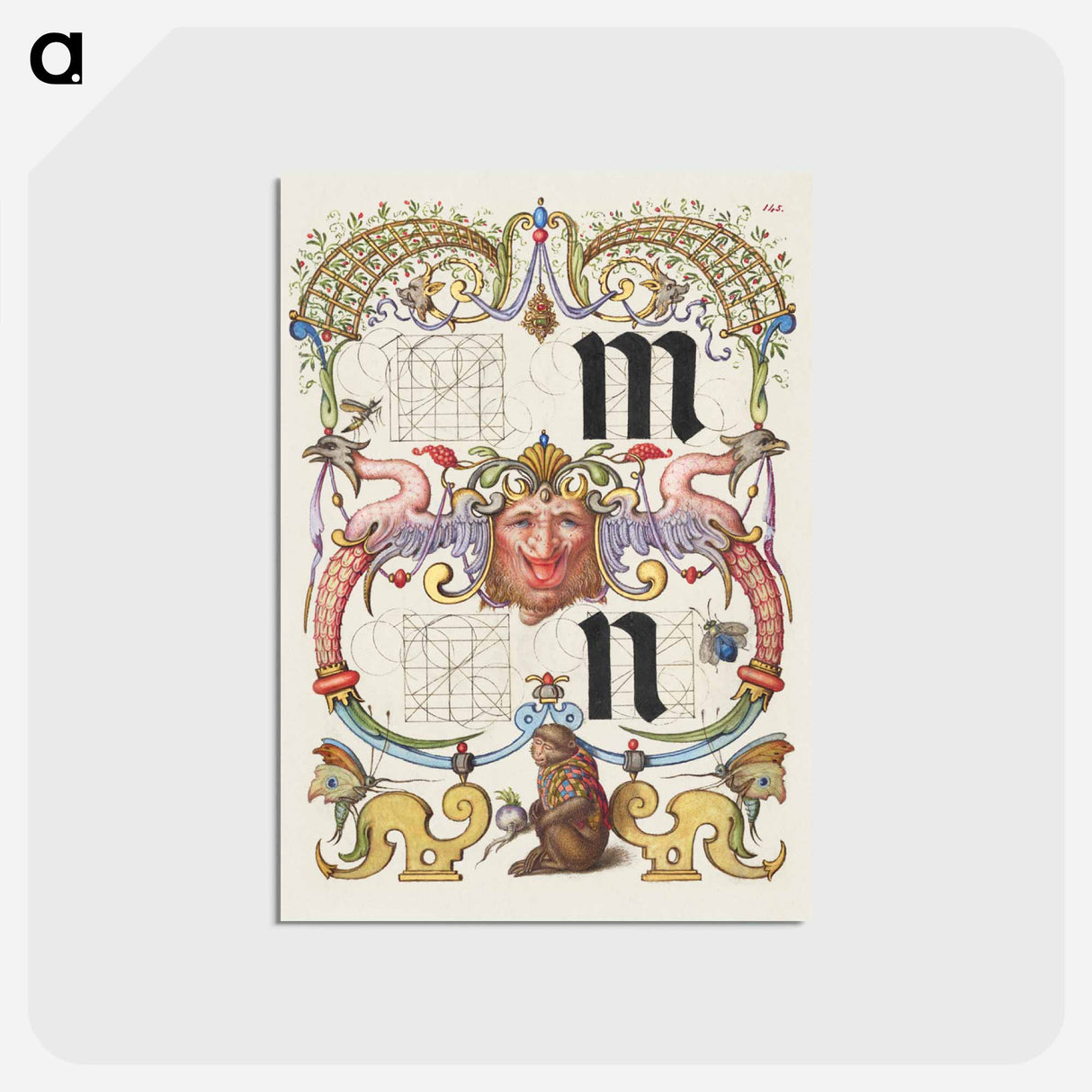 アートポストカード-Guide for Constructing the Letters m and n from Mira Calligraphiae Monumenta or The Model Book of Calligraphy
- 書道のお手本 Postcard.