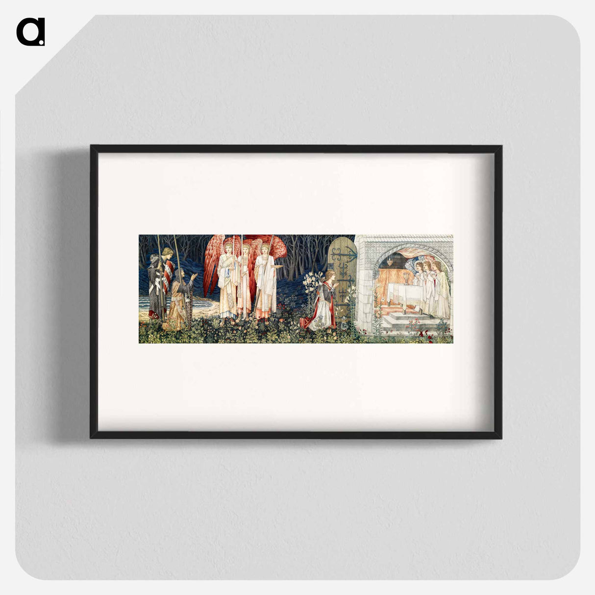 Quest for the Holy Grail Tapestries: The Attainment; The Vision of the Holy Grail to Sir Galahad, Sir Bors and Sir Percival - エドワード バーン ジョーンズ Poster.