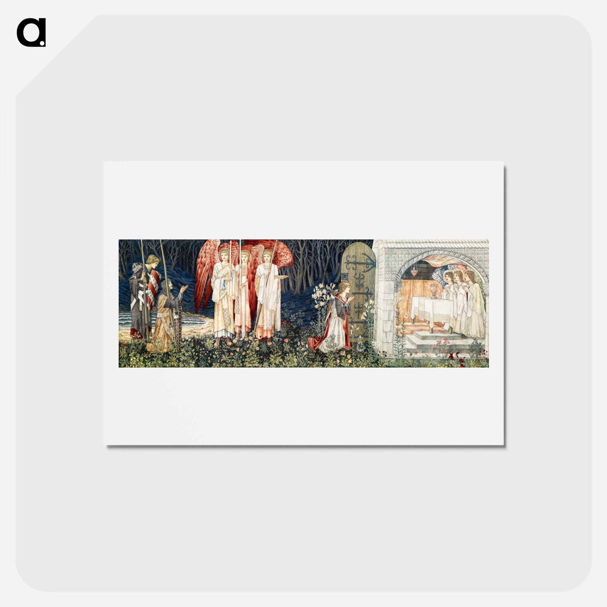アートポストカード-Quest for the Holy Grail Tapestries: The Attainment; The Vision of the Holy Grail to Sir Galahad, Sir Bors and Sir Percival - エドワード バーン ジョーンズ Postcard.