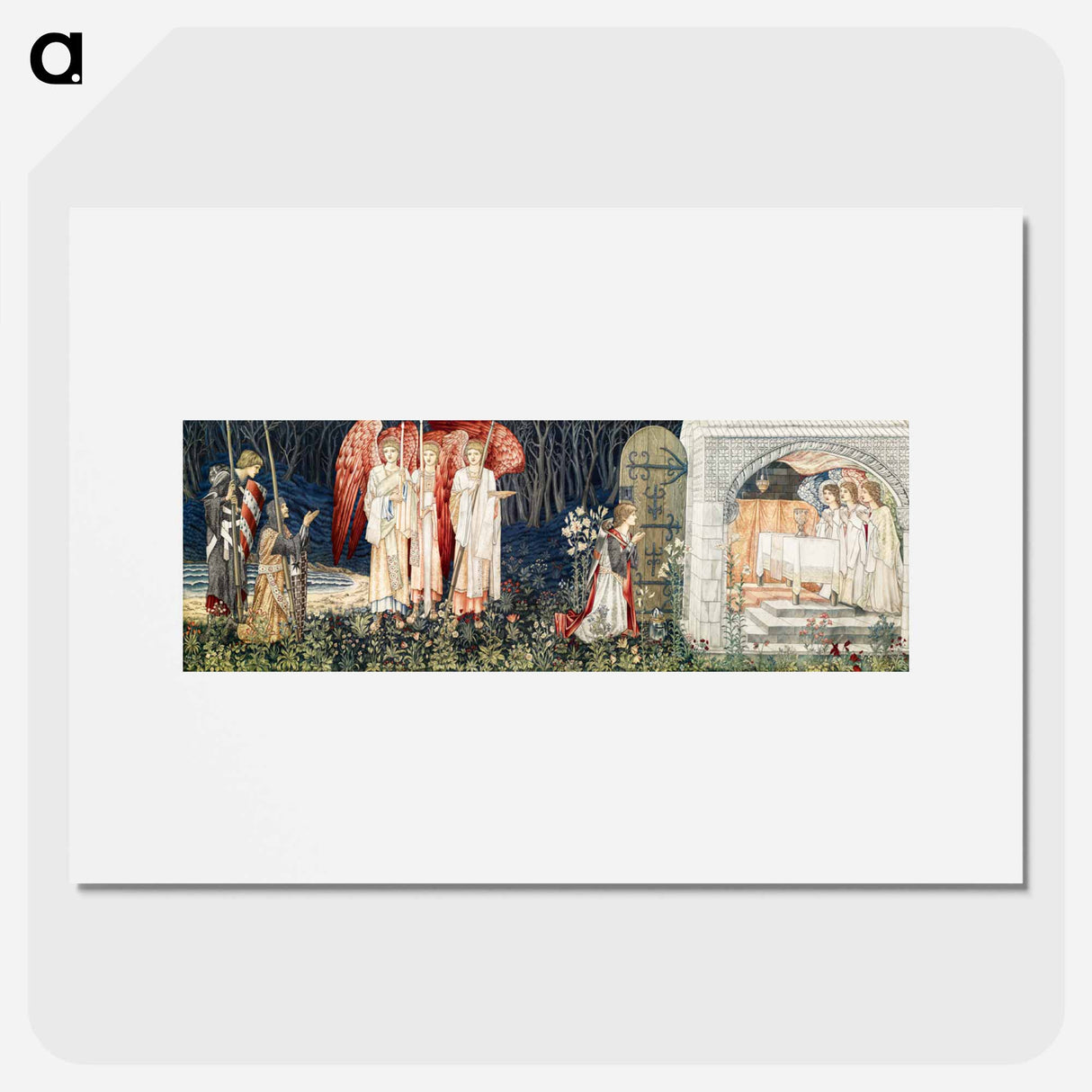 Quest for the Holy Grail Tapestries: The Attainment; The Vision of the Holy Grail to Sir Galahad, Sir Bors and Sir Percival - エドワード バーン ジョーンズ Poster.