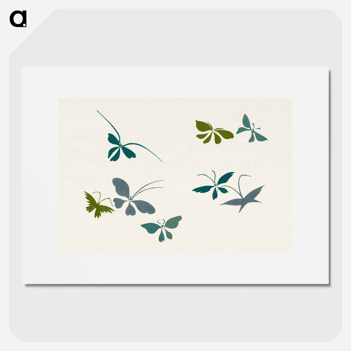 アートポスター-Abstract butterfly - 神坂 雪佳 Poster.