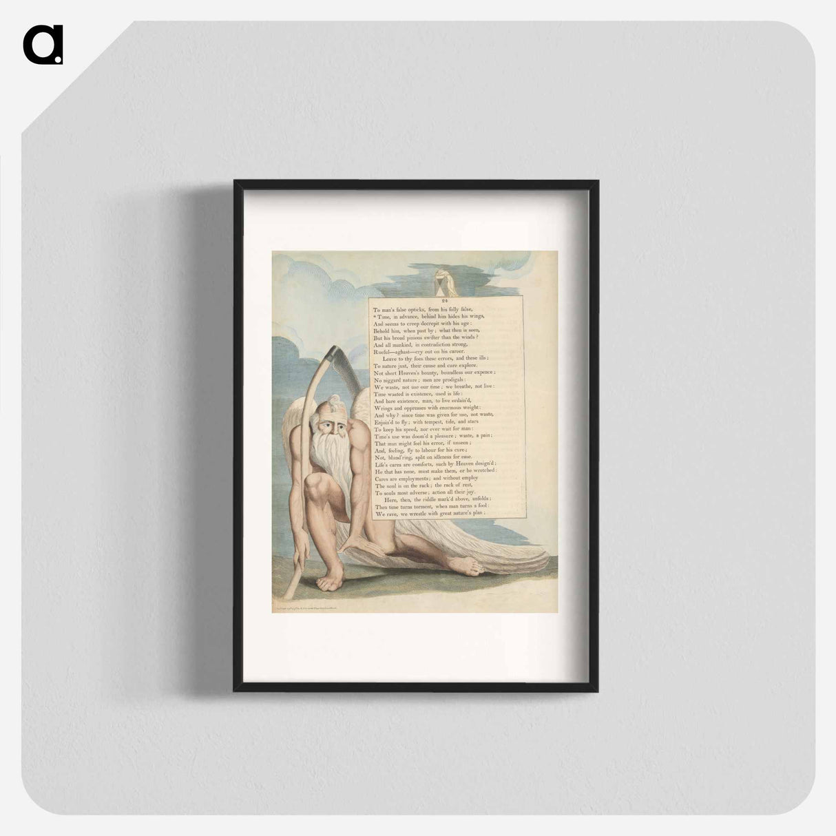 Young's Night Thoughts, Page 24, "Time, in Advance, behind Him Hides His Wings" - William Blake Poster.