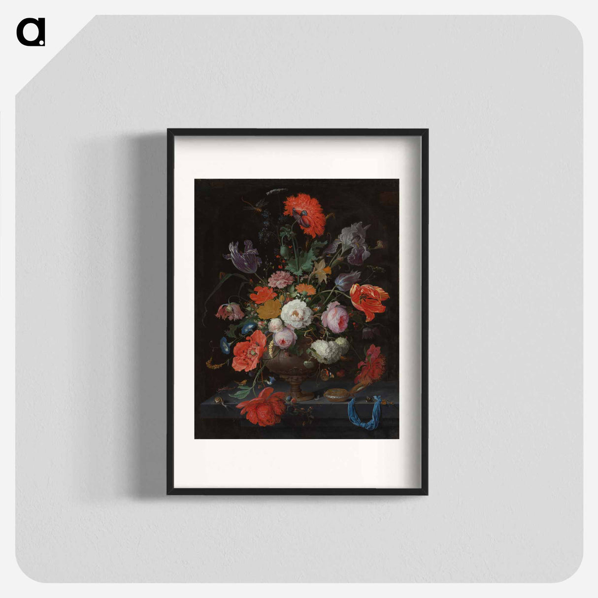 Still Life with Flowers and a Watch - エイブラハム ミニョン Poster.