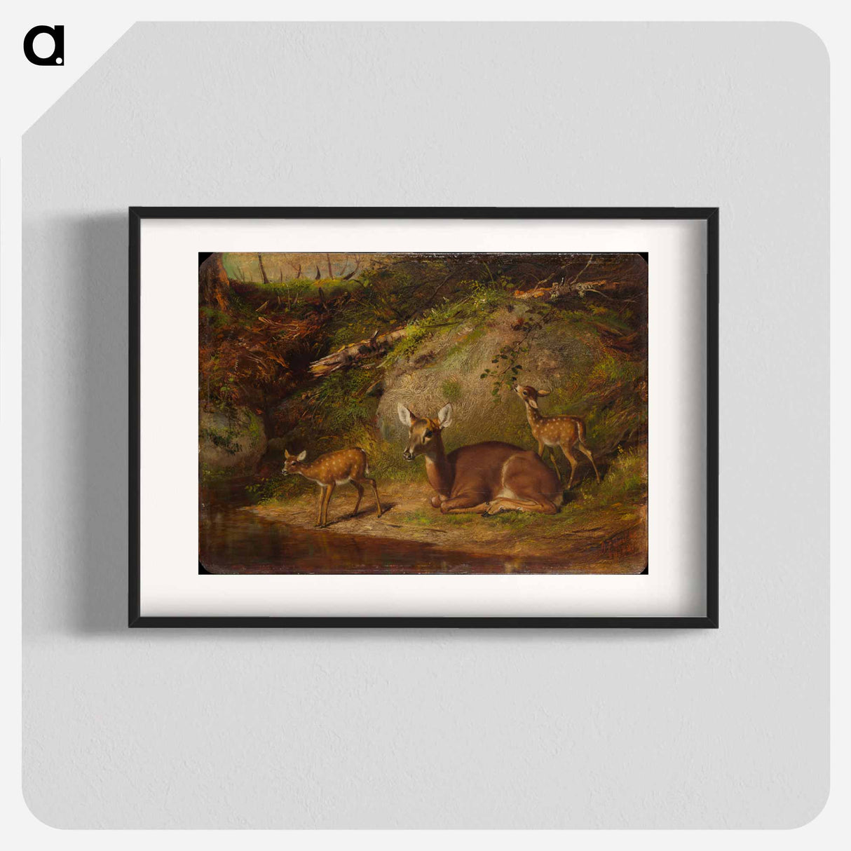 Doe and Two Fawns - アーサー フィッツウィリアム テイト Poster.