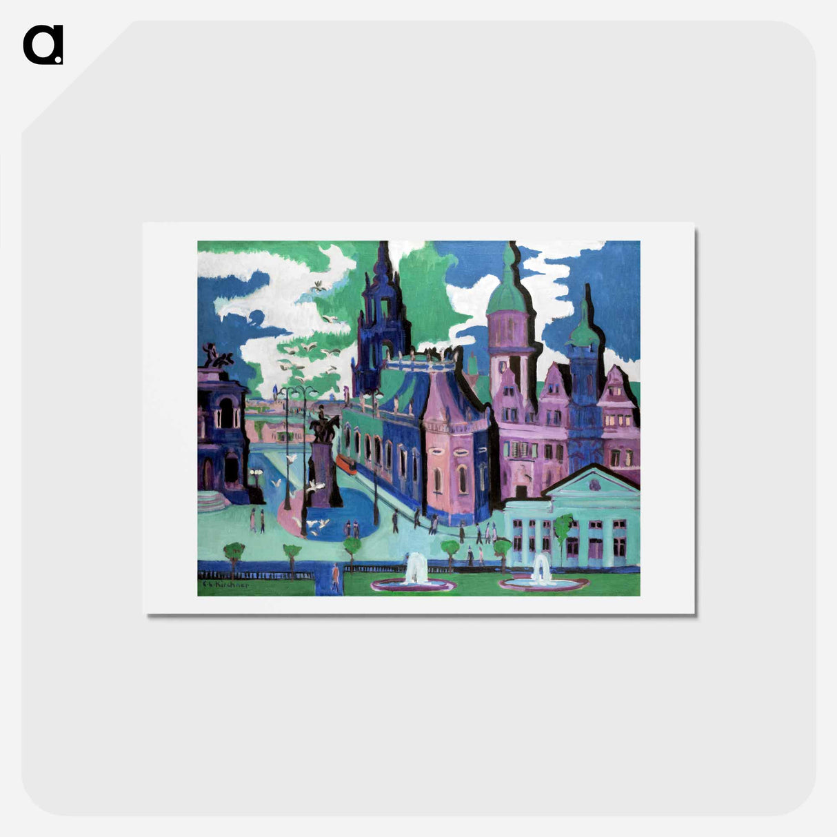 アートポストカード-View of Dresden: Schlossplatz - エルンスト ルートヴィヒ キルヒナー Postcard.