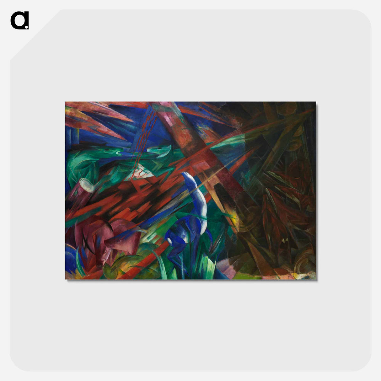 アートポストカード-Animal fates (the trees showed their rings, the animals their veins) - フランツ マルク Postcard.