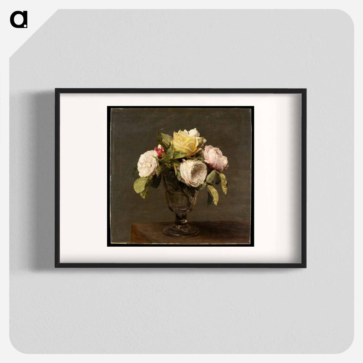 Roses dans un Verre a Pied - アンリ ファンタン ラトゥール Poster.