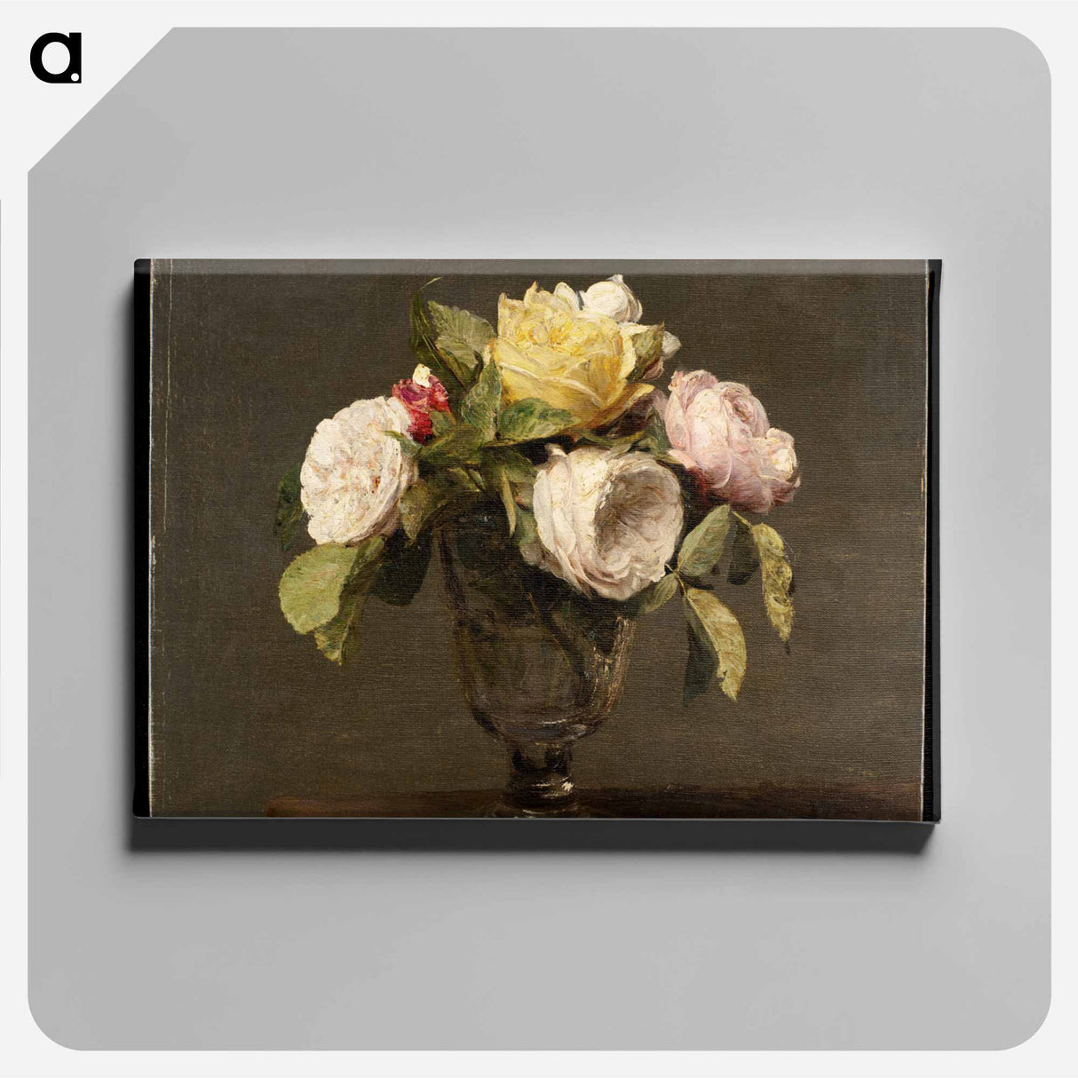 Roses dans un Verre a Pied - アンリ ファンタン ラトゥール Canvas.