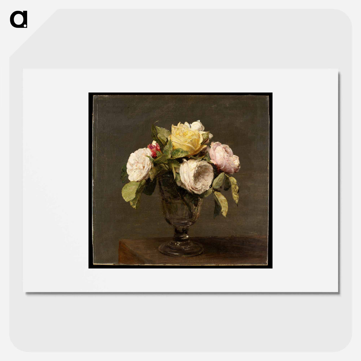 Roses dans un Verre a Pied - アンリ ファンタン ラトゥール Poster.