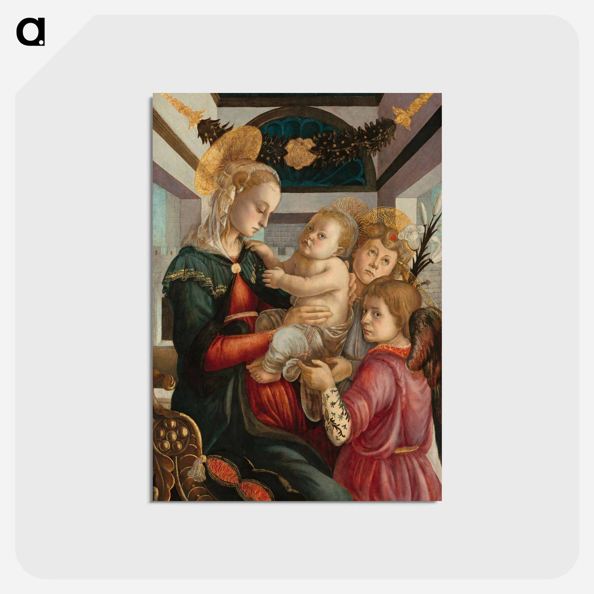 アートポストカード-Madonna and Child with Angels - サンドロ ボッティチェッリ Postcard.