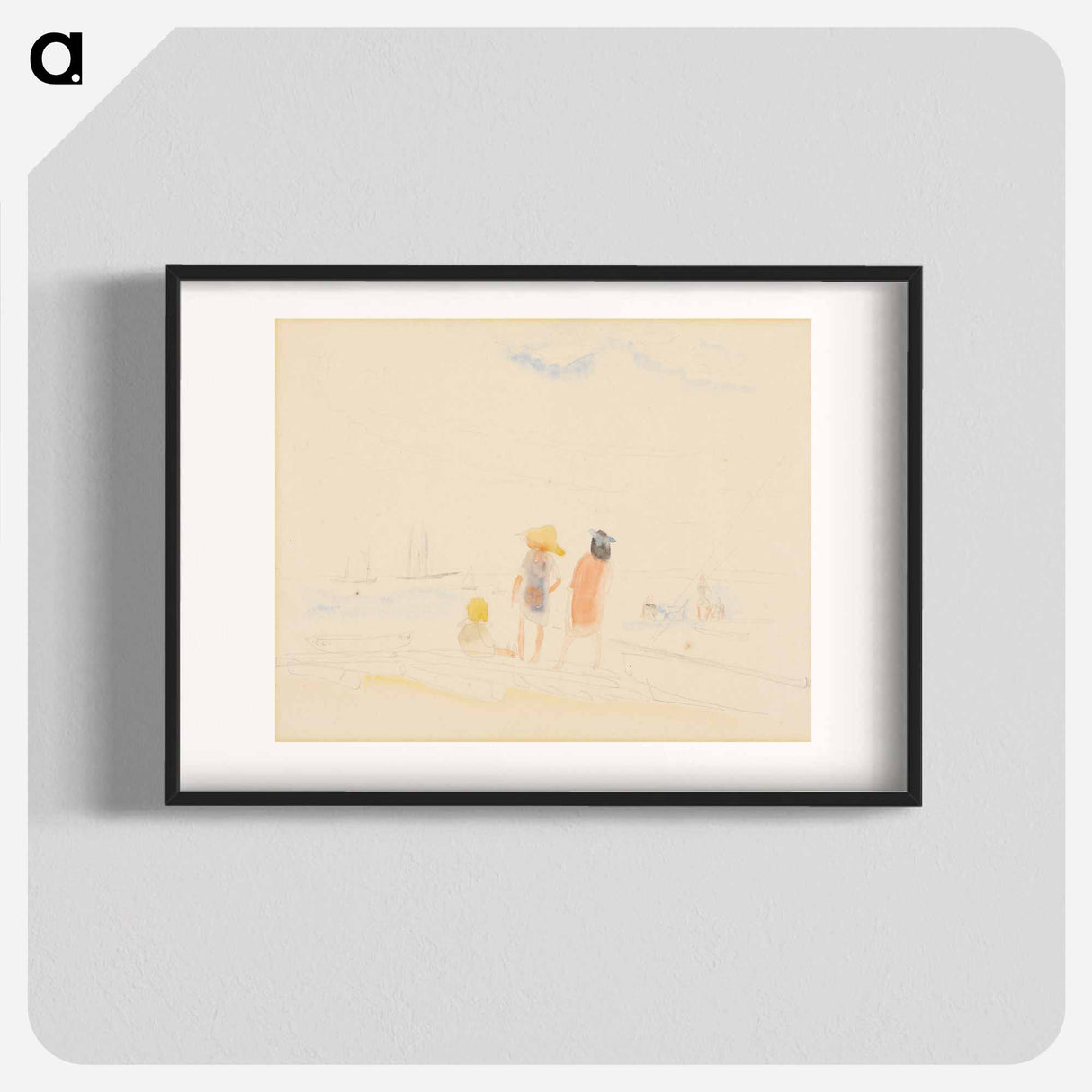 Two Women and Child on Beach - チャールズ デムス Poster.