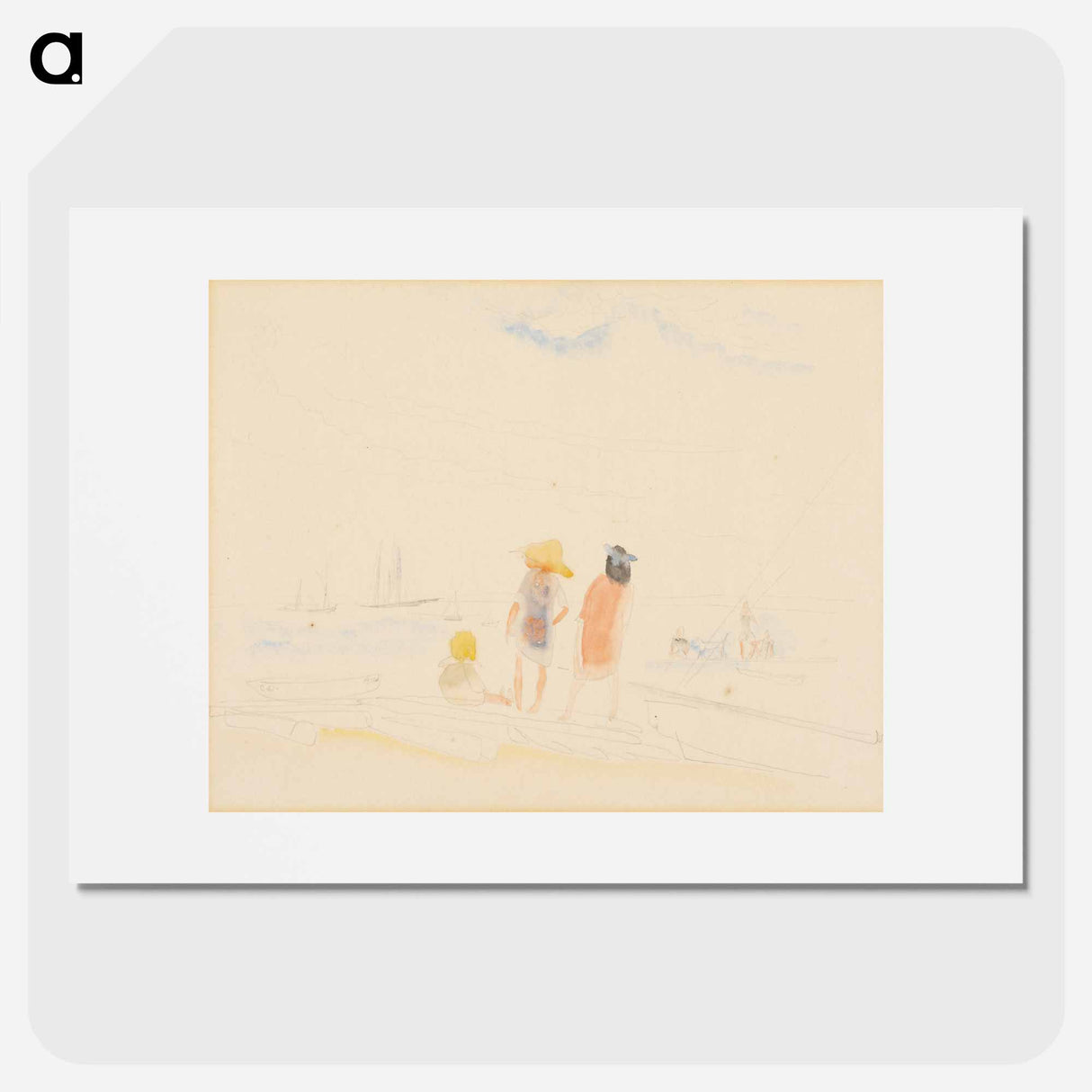Two Women and Child on Beach - チャールズ デムス Poster.