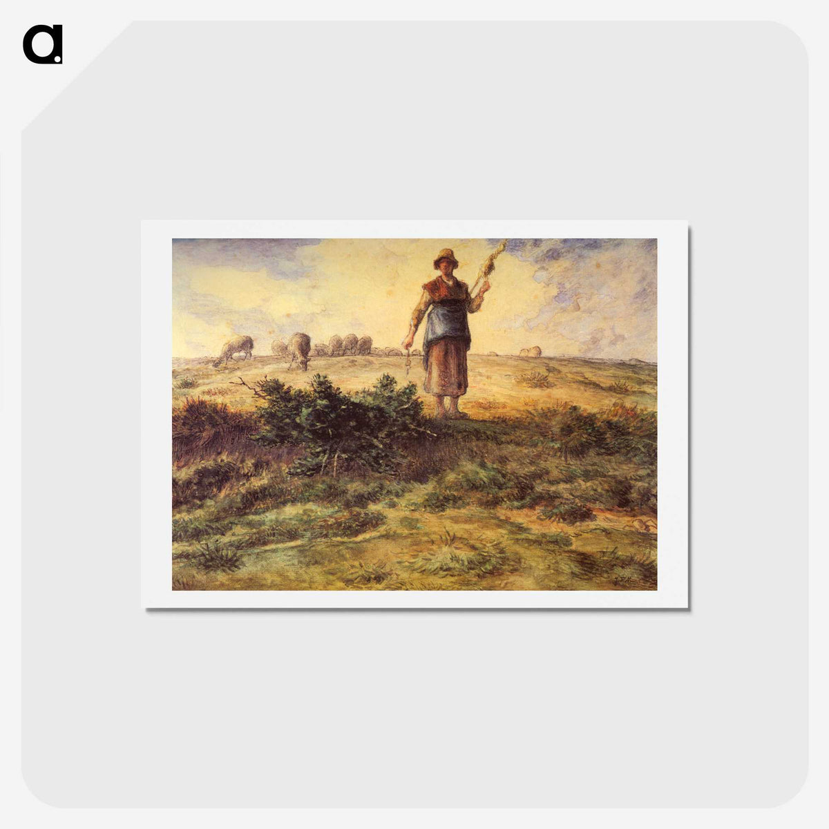 ジャン フランソワ ミレー「A Shepherdess And Her Flock」のポスト 