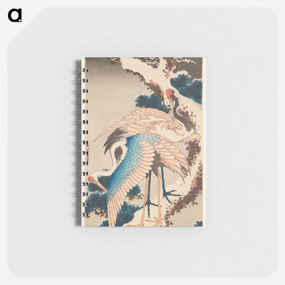 Two Cranes on a Snow–covered Pine Tree - 葛飾 北斎 Memo.