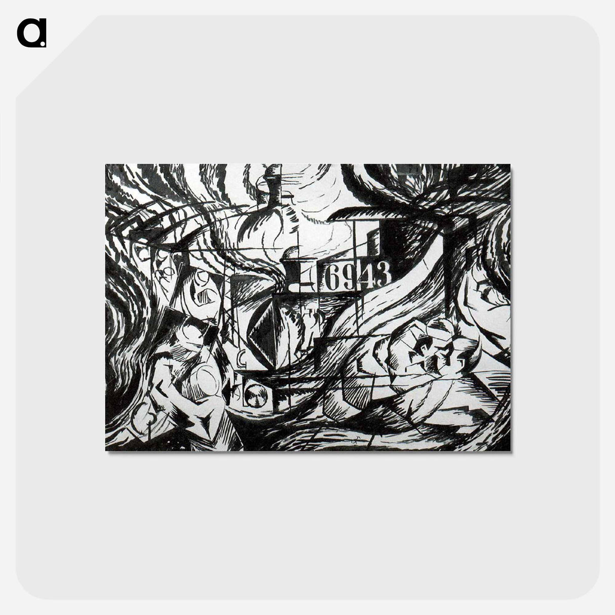 アートポストカード-Drawing After 'States of Mind: The Farewells' - ウンベルト ボッチョーニ Postcard.