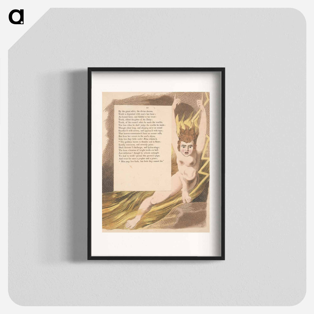 Young's Night Thoughts, Page 95, The Goddess Bursts in Thunder and in Flame - William Blake Poster.