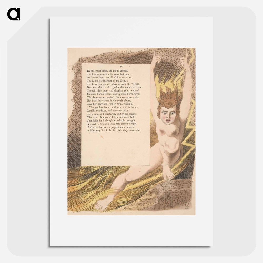 Young's Night Thoughts, Page 95, The Goddess Bursts in Thunder and in Flame - William Blake Poster.