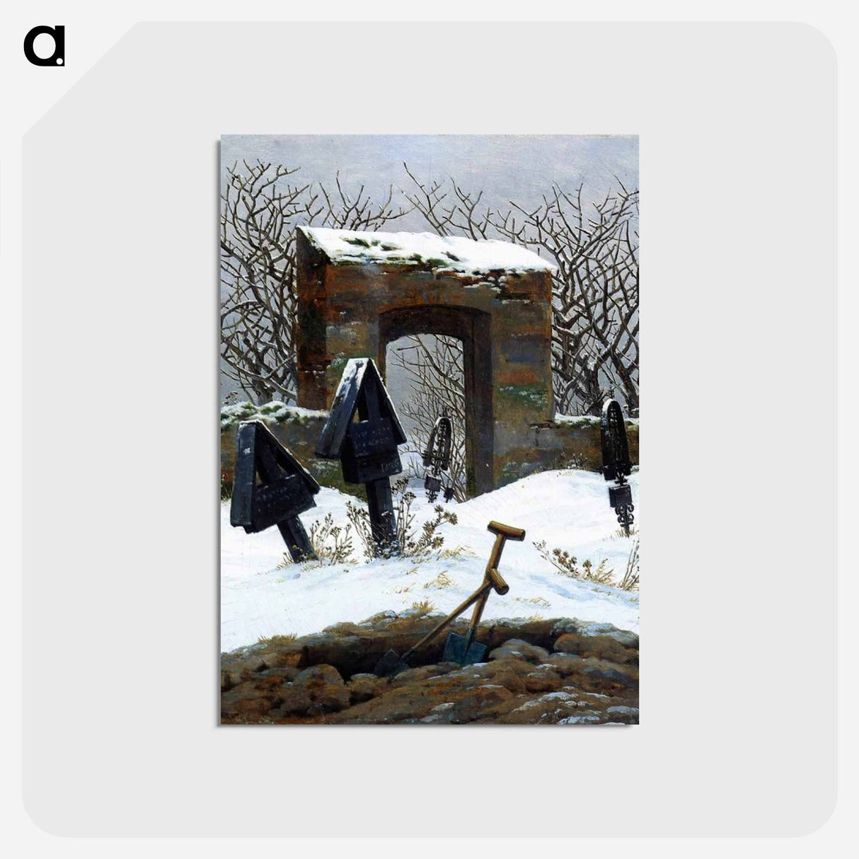 アートポストカード-Graveyard under Snow - カスパー ダーヴィト フリードリヒ Postcard.