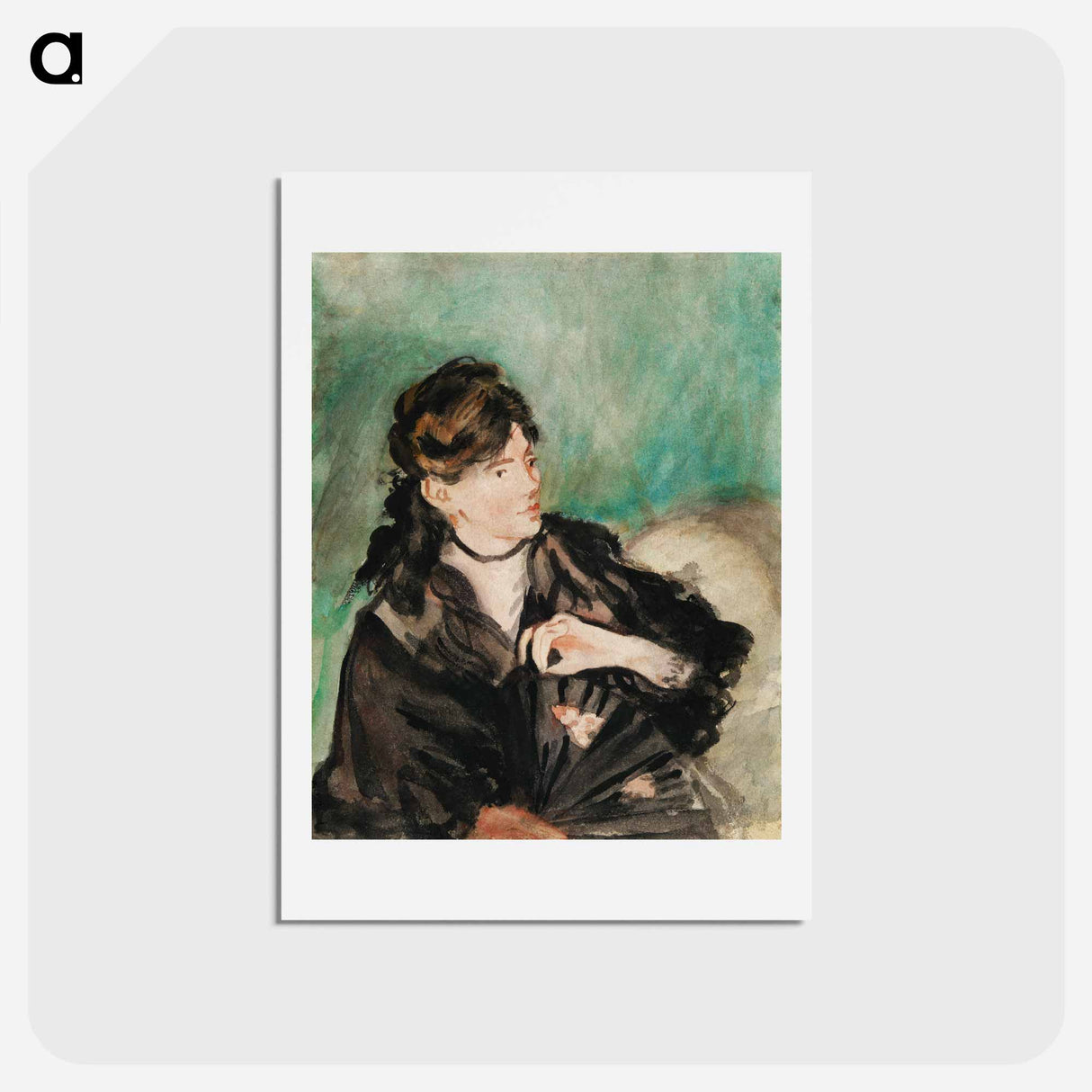 アートポストカード-Portrait of Berthe Morisot with a Fan - エドゥアール マネ Postcard.