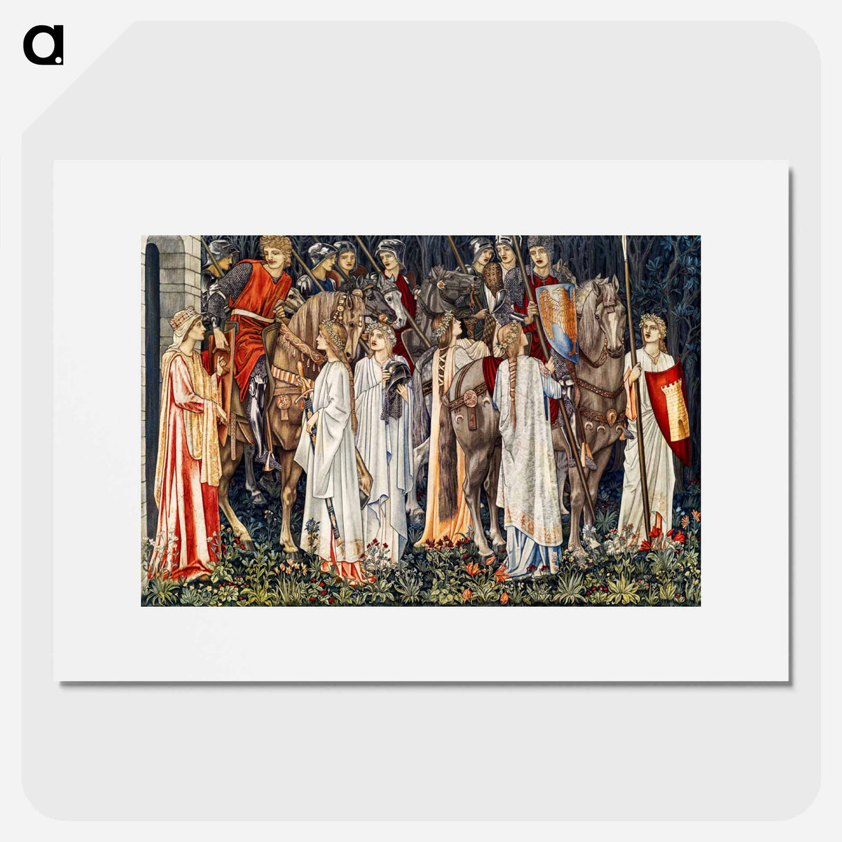 Quest for the Holy Grail Tapestries: The Arming and Departure of the Knights - エドワード バーン ジョーンズ Poster.